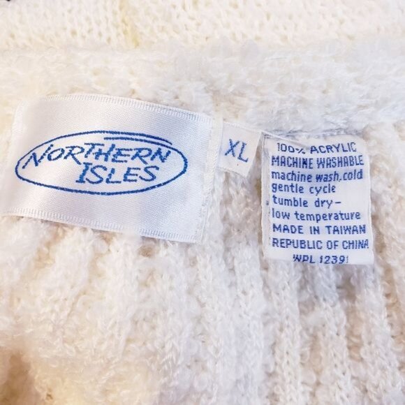 Vintage Northern Isles Cream Knit Open Front Cardigan Sweater Women's Medium - Picture 8 of 9